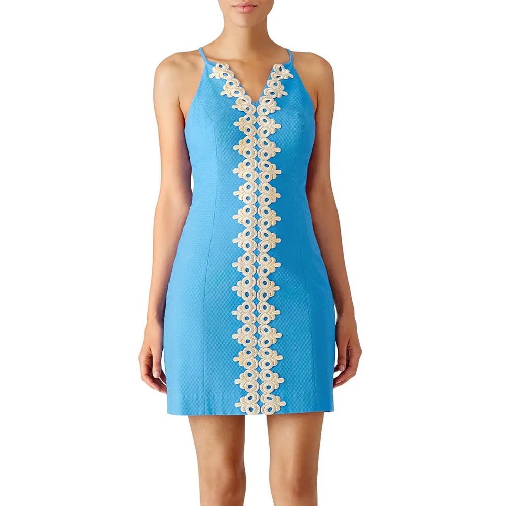 Lilly Pulitzer Pearl Blue and Gold Shift Dress